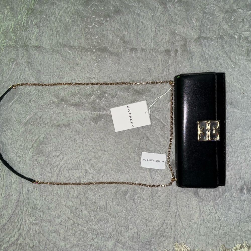 Givenchy Black and Gold Clutch with Chain Strap